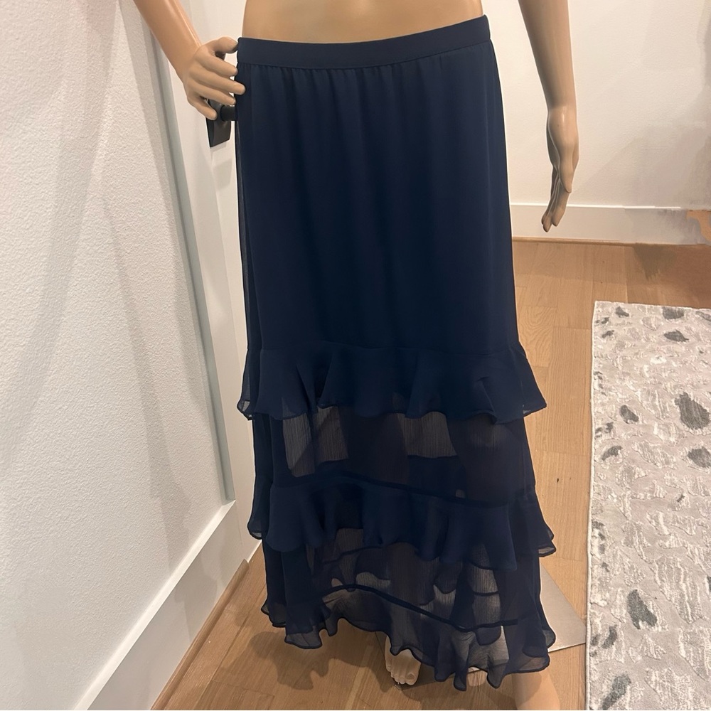 Elegant Navy Blue Tiered Skirt
